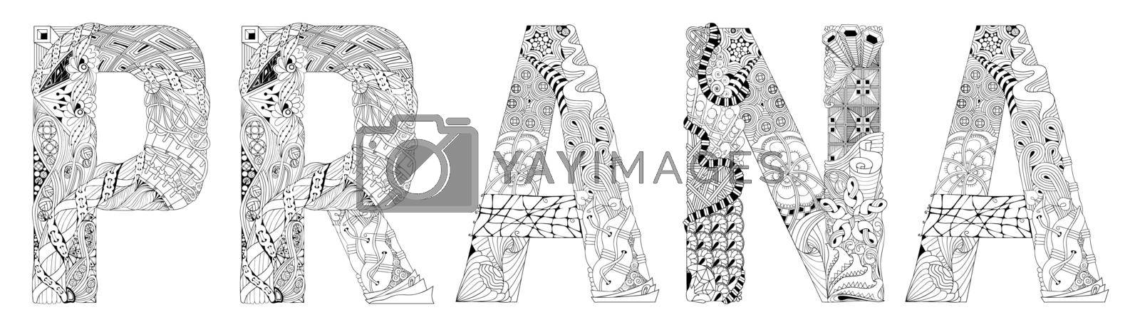 Royalty free image of Word PRANA. Vector zentangle object for decoration for coloring by NataOmsk