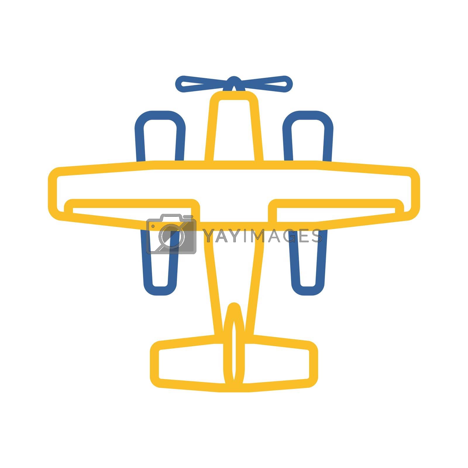 Small amphibian seaplane, plane flat vector icon. Graph symbol for travel and tourism web site and apps design, logo, app, UI