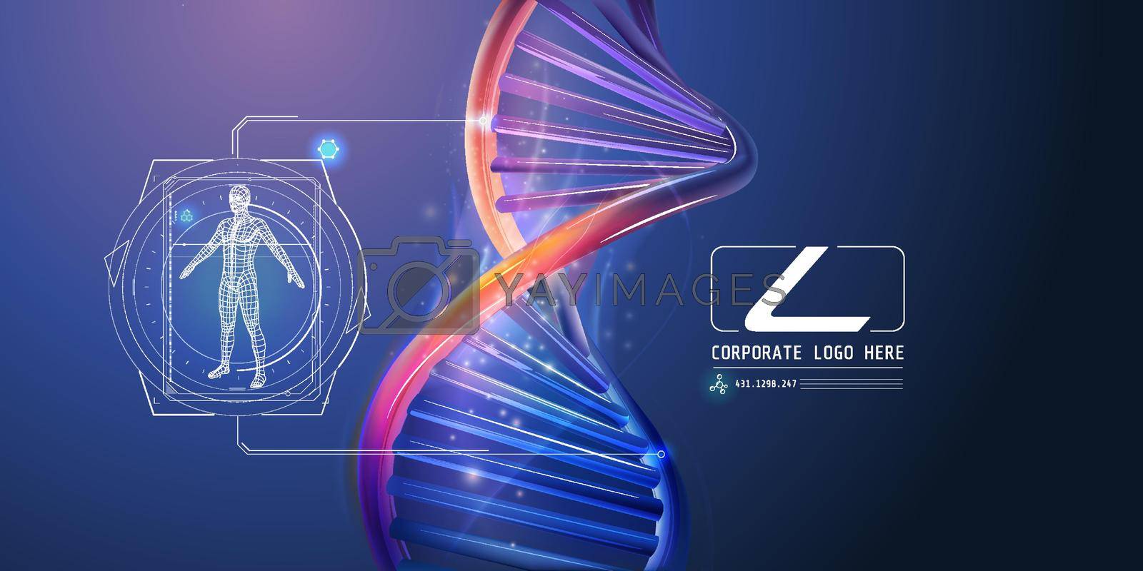 Royalty free image of DNA spiral with abstract corporate infographics about human health research. by ConceptCafe