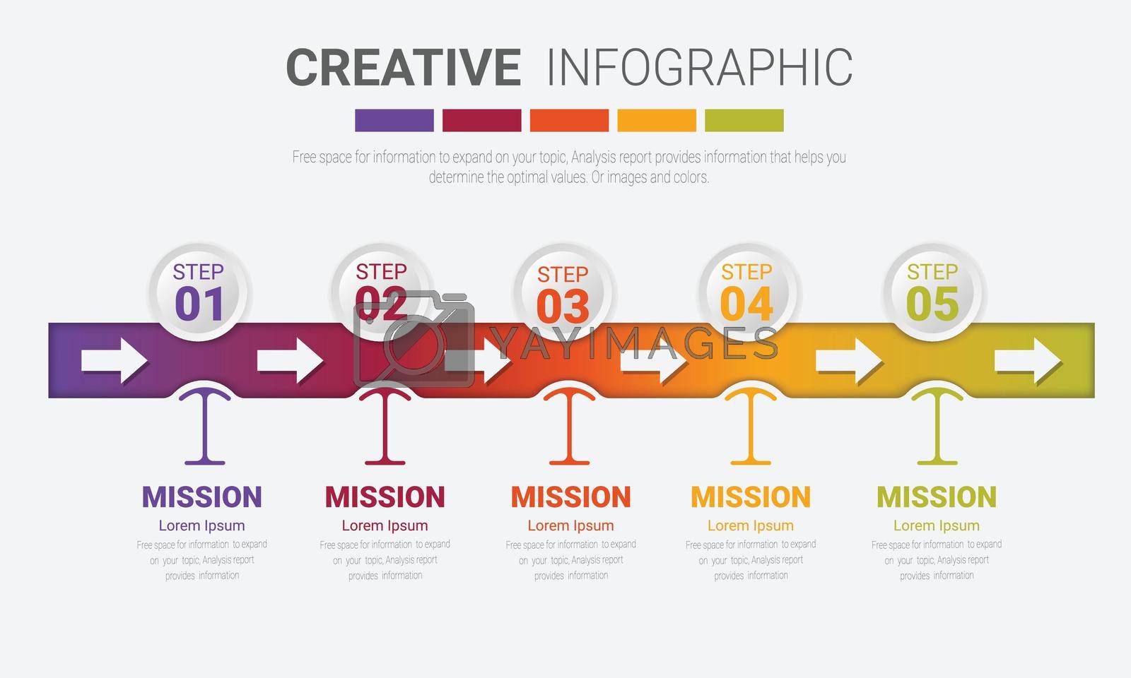 Royalty free image of Timeline infographic template with 5 options, vector infographics design by Auchara