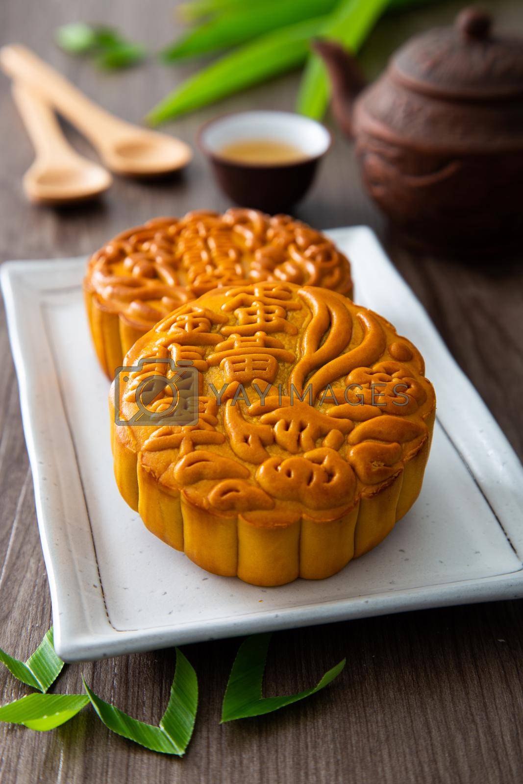 Royalty free image of Moon cakes with Chinese tea.  by tehcheesiong