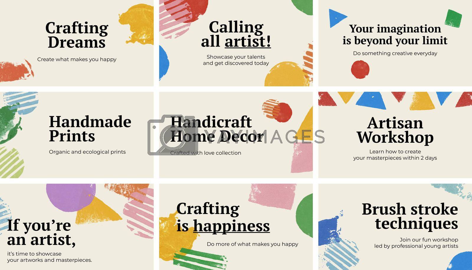Royalty free image of Handicraft themed banner template vector with block print background set by vectorart