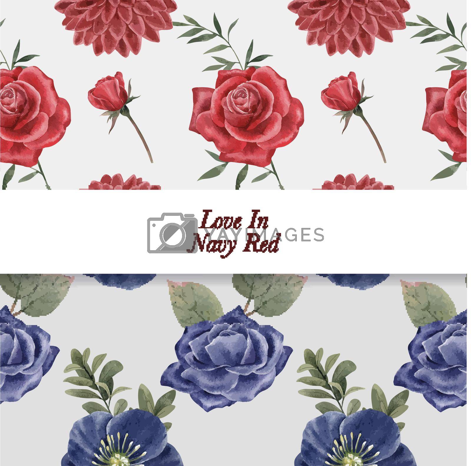 Royalty free image of pattern seamless with red navy wedding concept,watercolor style by Photographeeasia