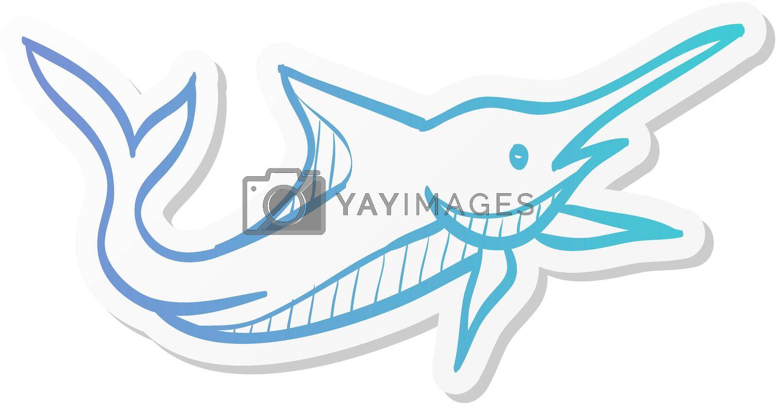 Fish icon in sticker color style. Sea creature animal cute pets