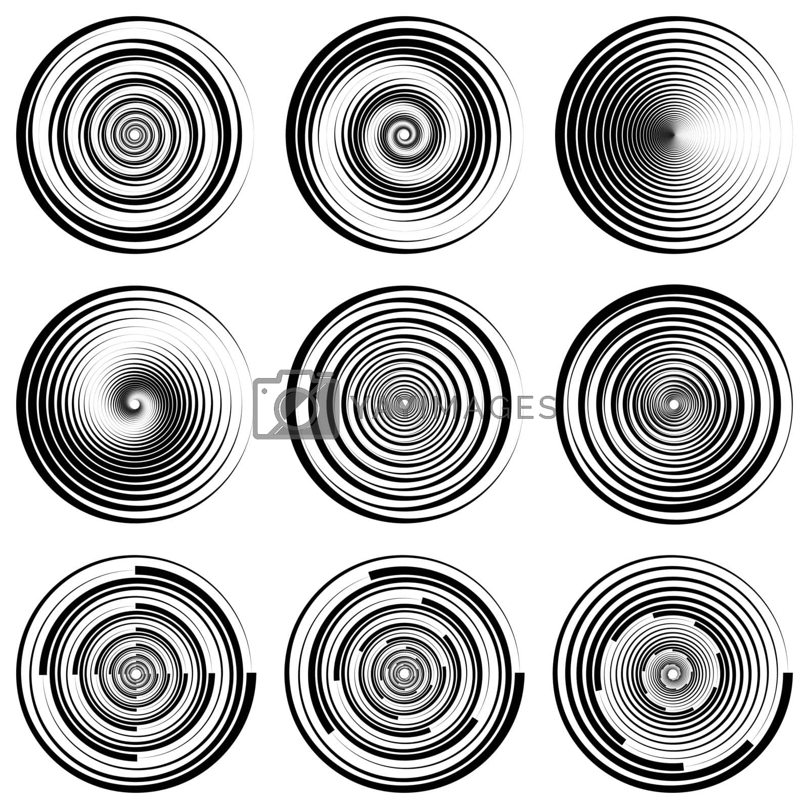 Royalty free image of Set round spiral circle filigree watermark, vector EPS dynamic swoosh, template logo counterfeit protection by koksikoks