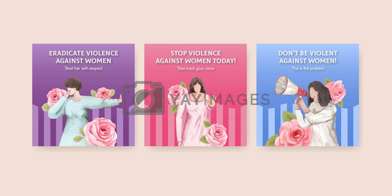 Royalty free image of Banner template with stop violence against women concept,watercolor style by Photographeeasia