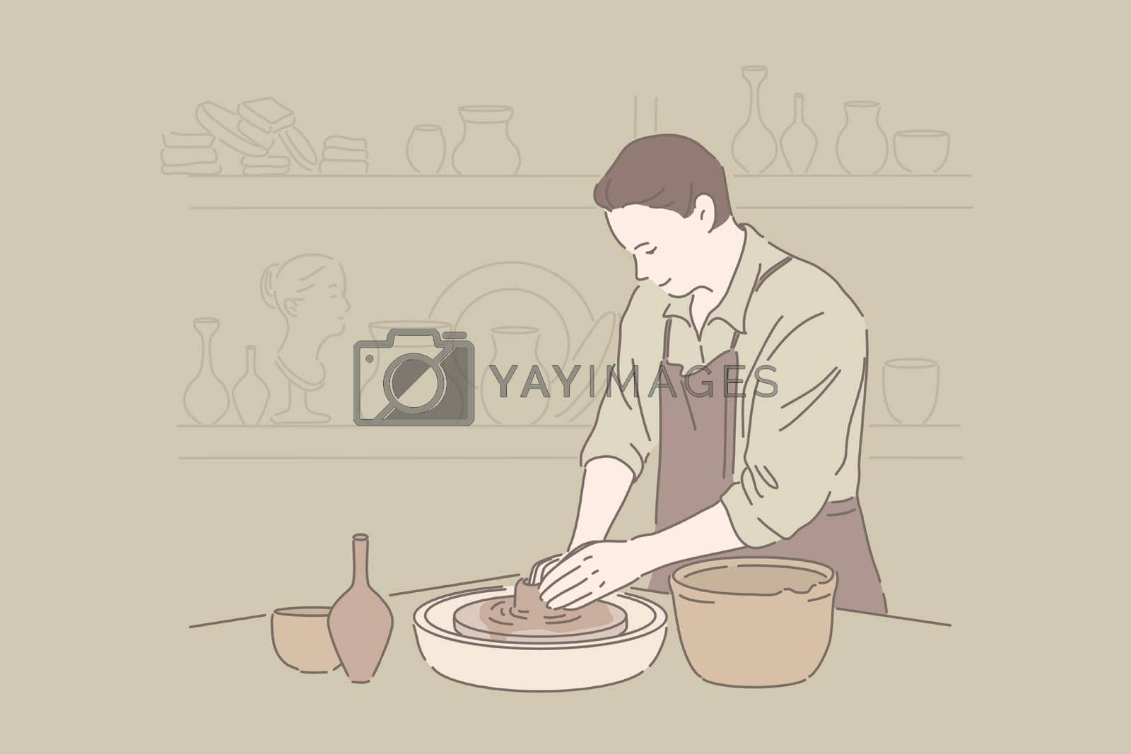 Royalty free image of Clayware crafting, craftsmanship hobby, handmade pottery concept by VECTORIUM
