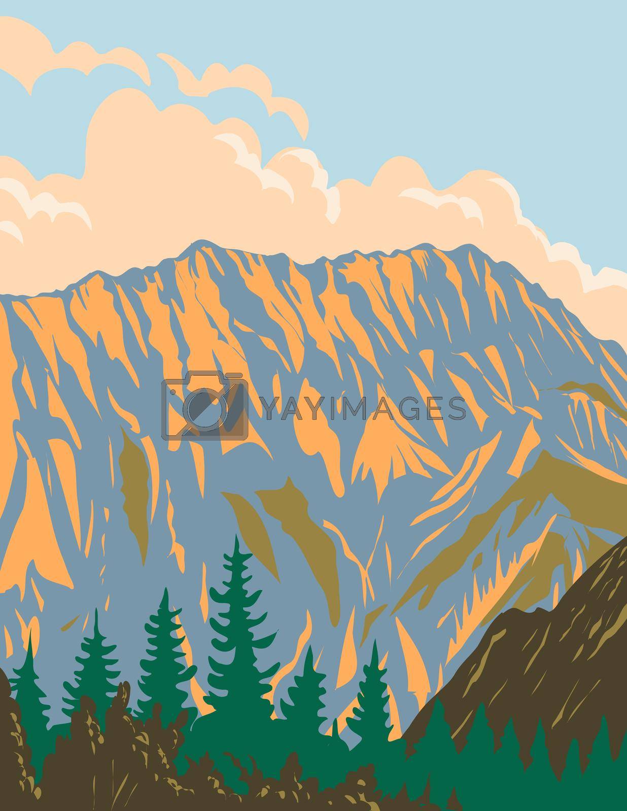 Royalty free image of Gesause National Park within the Ennstal Alps in Styria Austria Art Deco WPA Poster Art by patrimonio