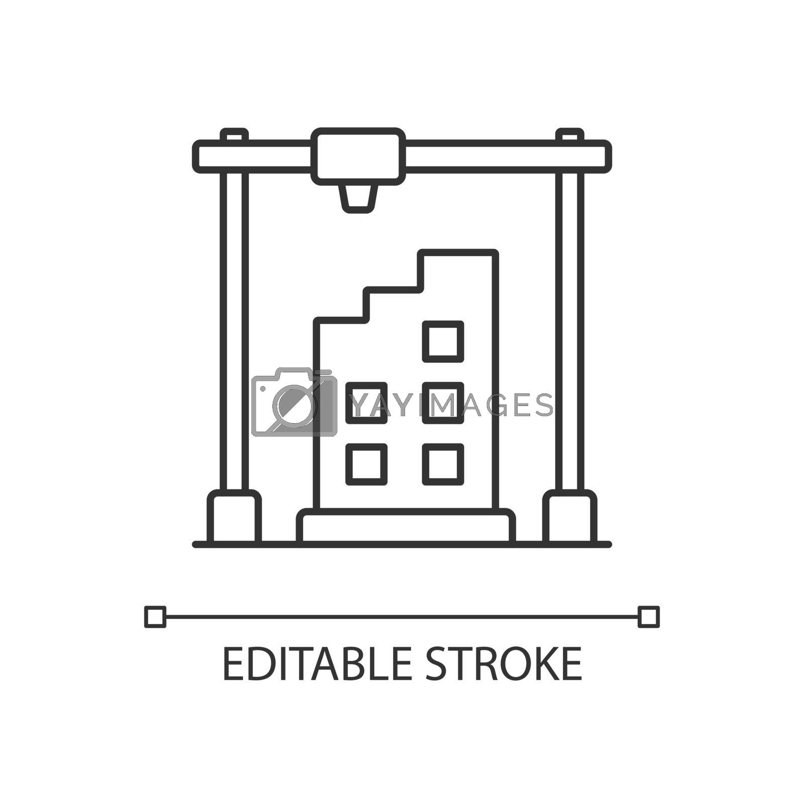 Royalty free image of 3d printed building design linear icon by bsd