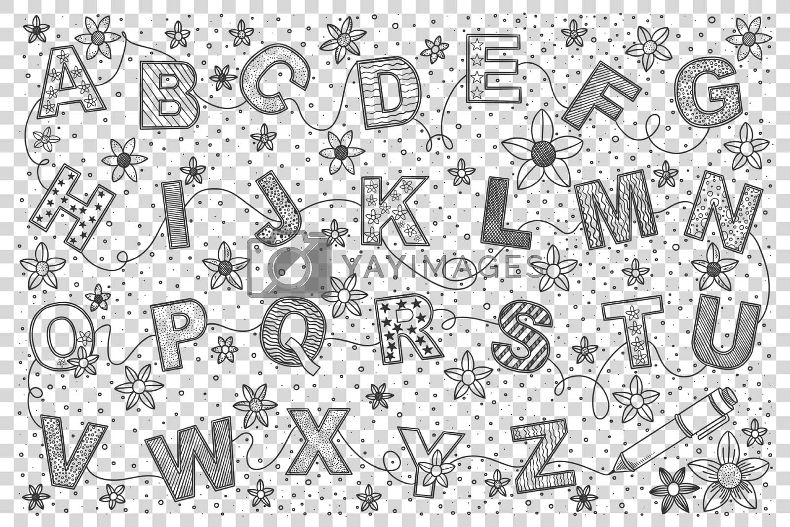 Royalty free image of English alphabet doodle set by Vasilyeva