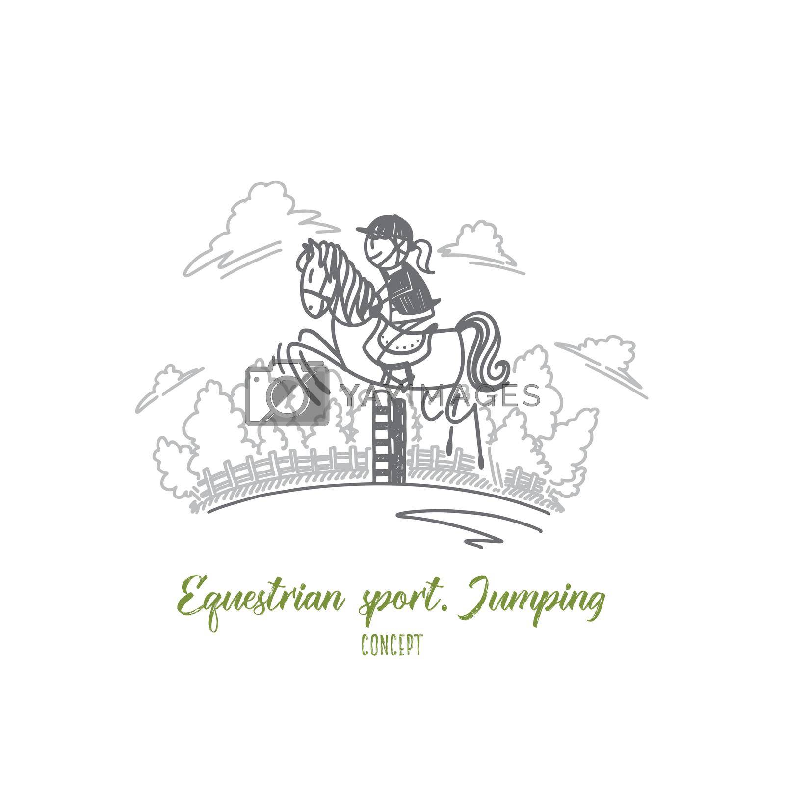 Royalty free image of Equestrian sport jumping concept. Hand drawn isolated vector by Vasilyeva