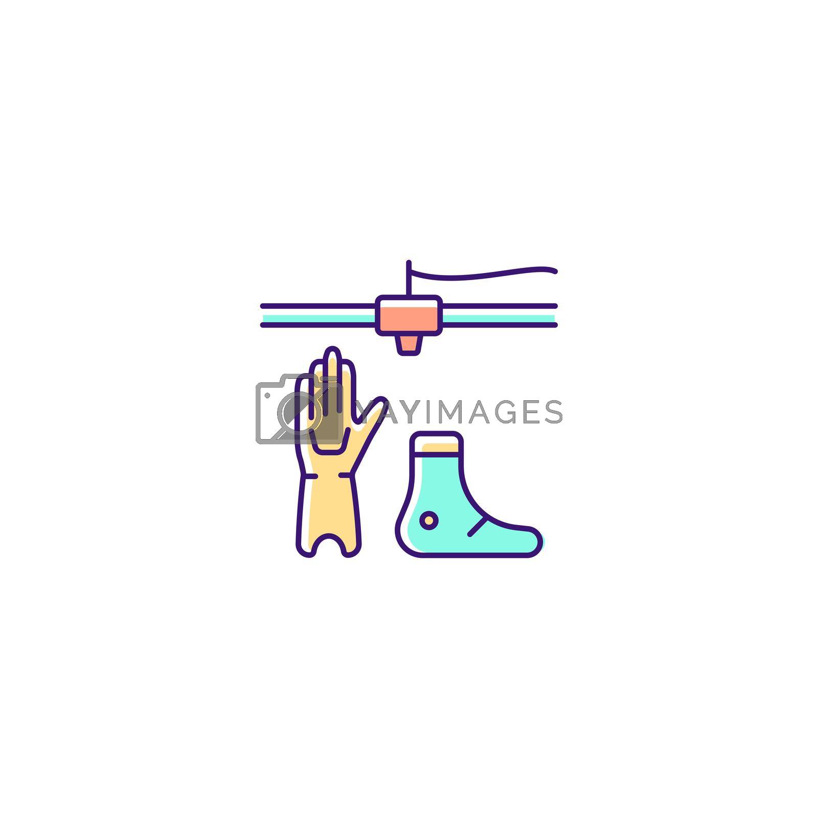 Royalty free image of 3d printed prosthetics RGB color icon by bsd