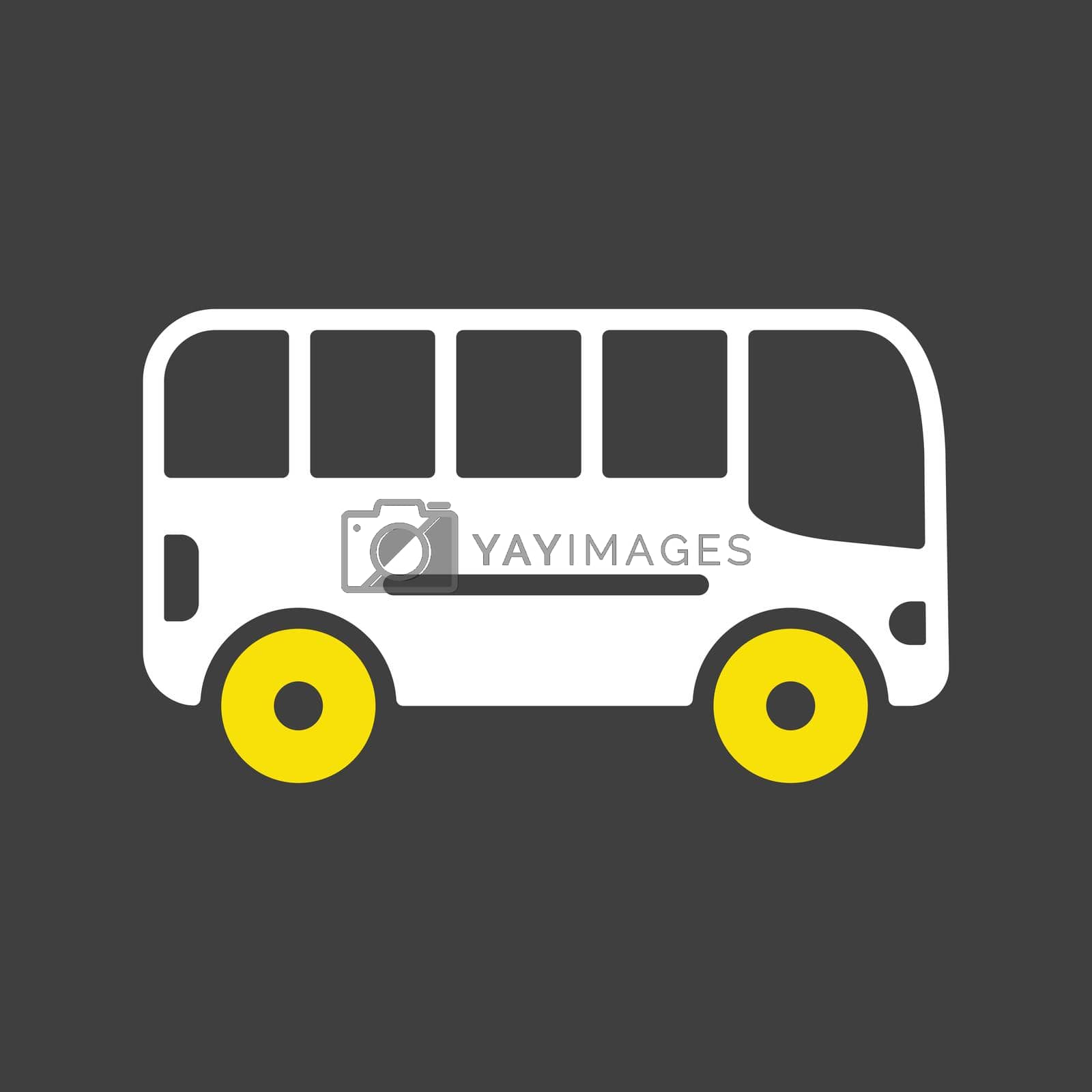 City bus flat vector glyph icon on dark background. Graph symbol for travel and tourism web site and apps design, logo, app, UI