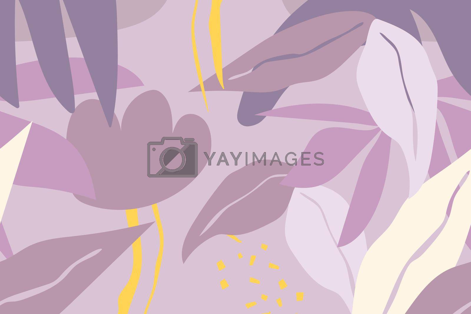 Purple leaf background, tropical seamless pattern vector