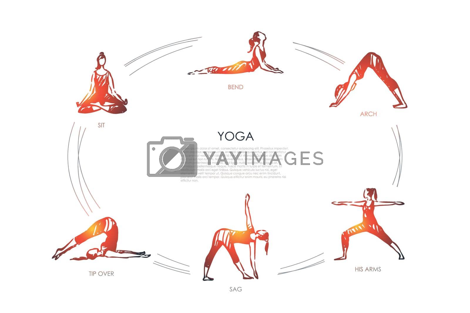 Royalty free image of Yoga - sit, bend, arch, his arms, sag, tip over vector concept set by Vasilyeva