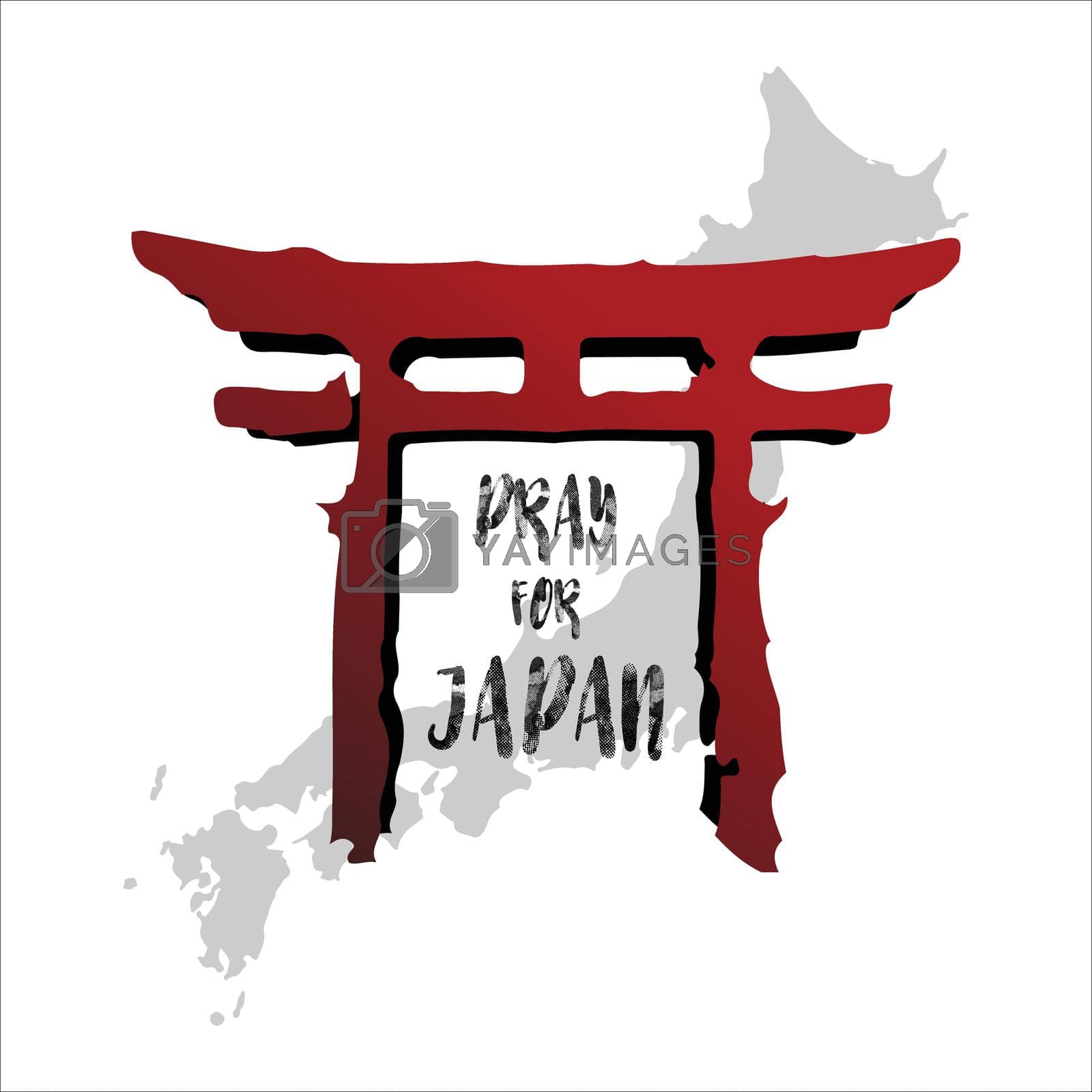 Royalty free image of Pray for Japan. Abstract background concept. Red spot Isolated white background with Japanese map. by MiniStocker