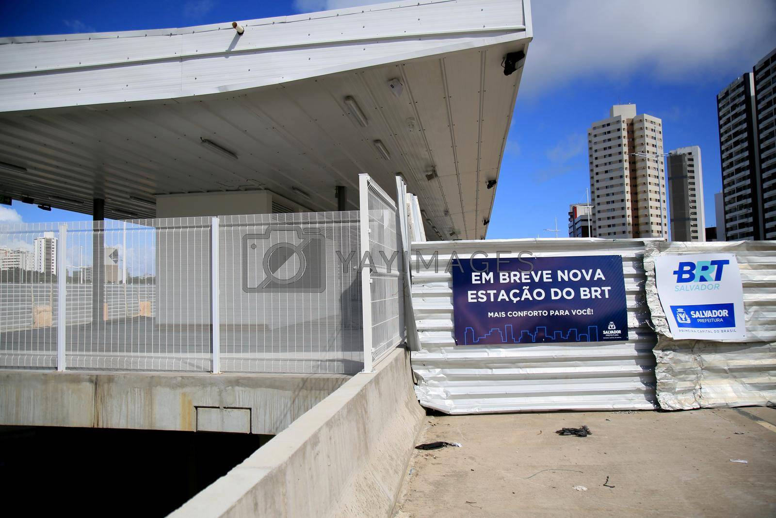 salvador, bahia, brazil - july 20, 2021: view of a BRT station under construction on Avenida ACM in the city of Salvador.