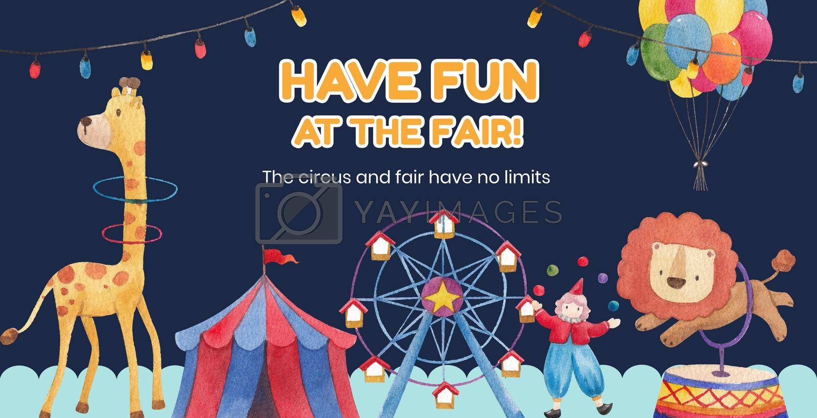 Royalty free image of Billboard template with circus funfair concept,watercolor style by Photographeeasia