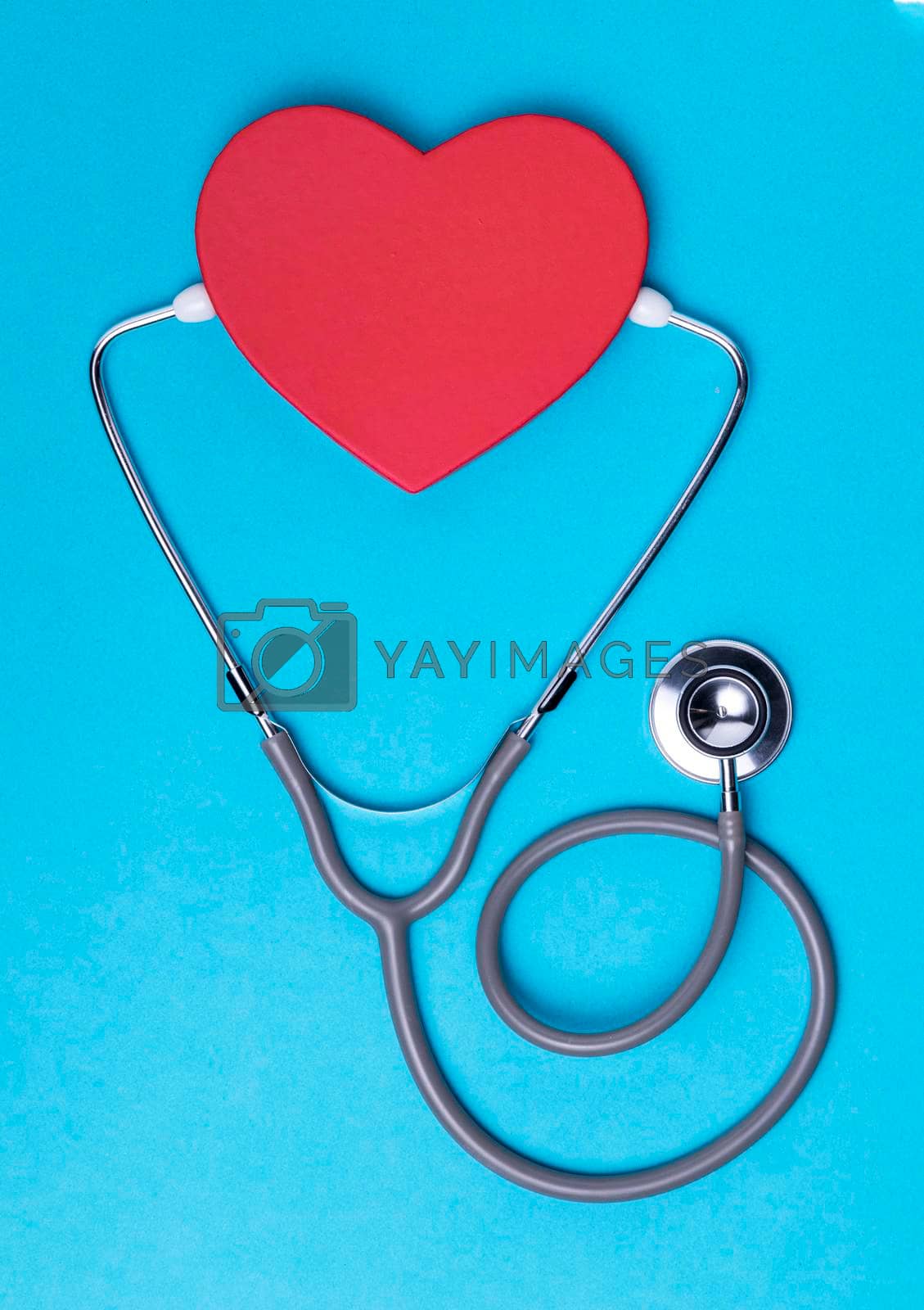 Royalty free image of top view heart with medical stethoscope. High quality photo by Zahard