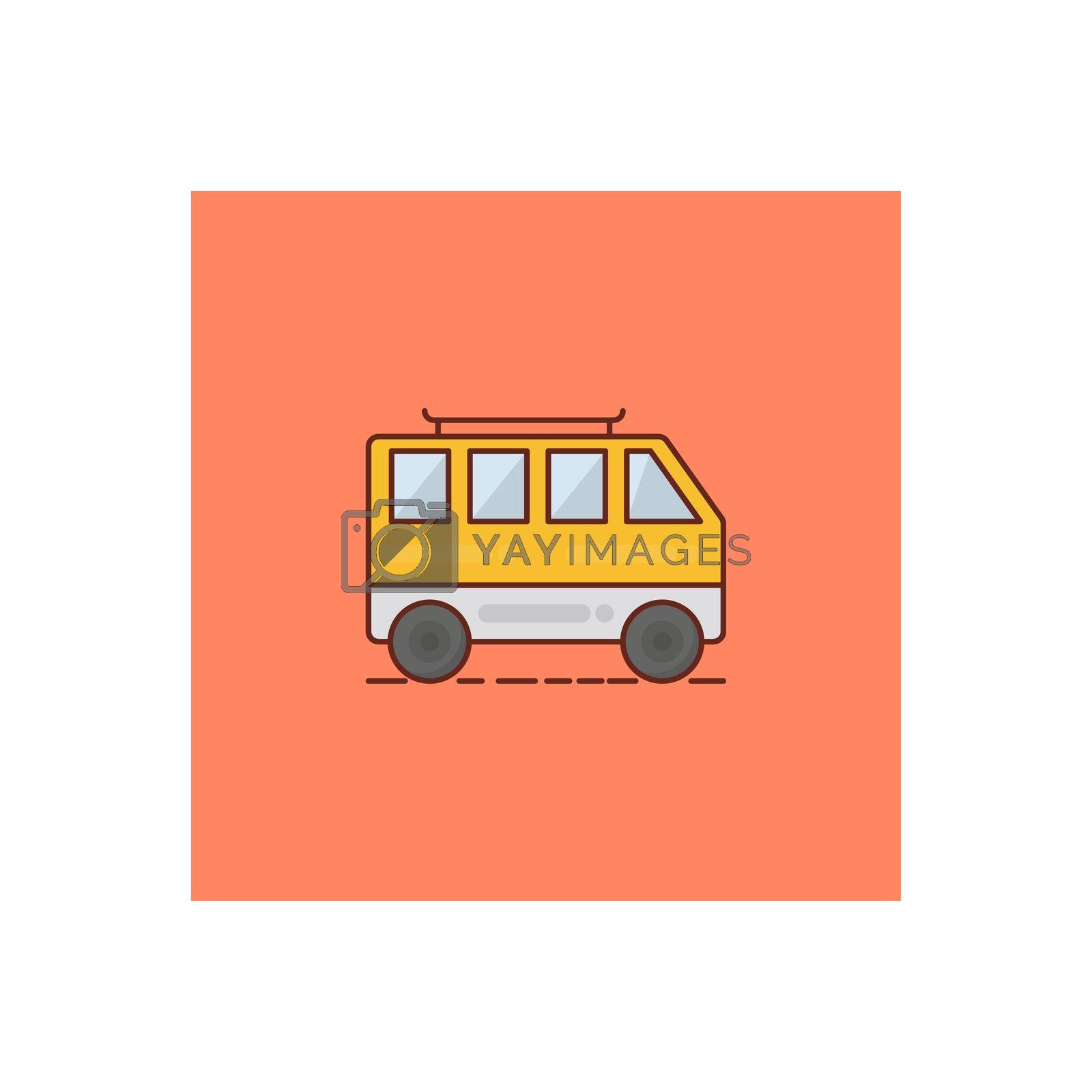 bus vector flat color icon