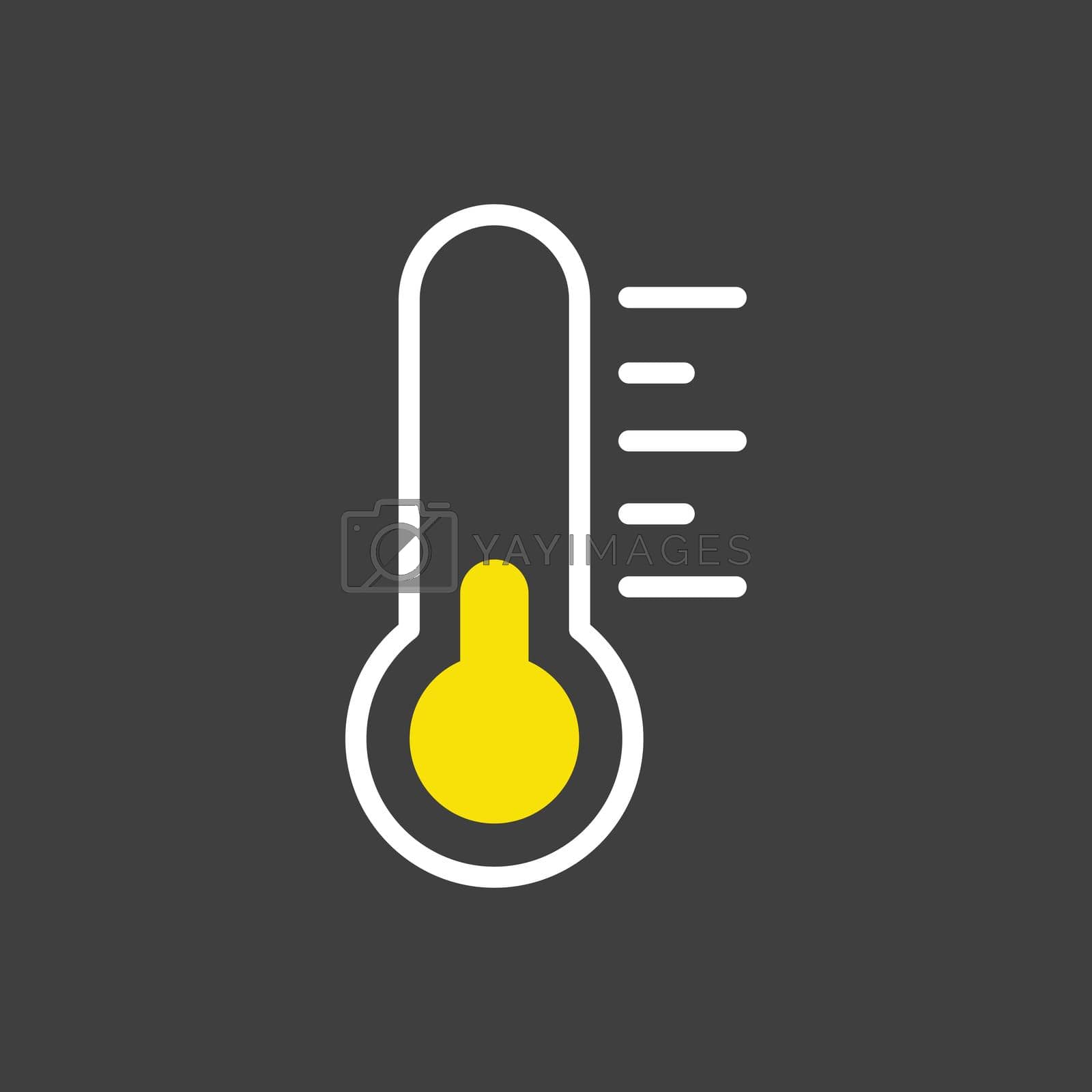 Thermometer vector glyph icon on dark background. Meteorology sign. Graph symbol for travel, tourism and weather web site and apps design, logo, app, UI