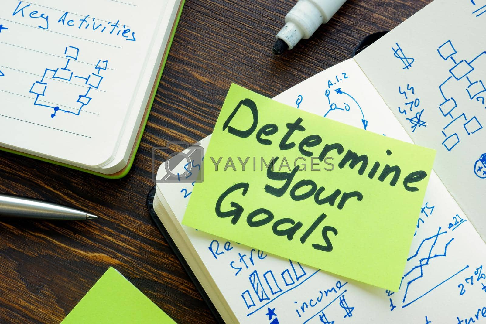 Royalty free image of Determine your goals written on the sticker. by designer491