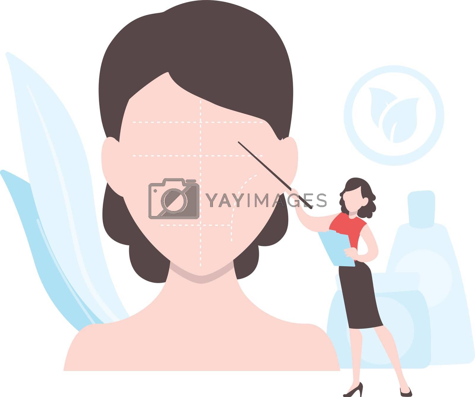 Royalty free image of A female marking the lines on another girl face in a salon. by FlaticonsDesign