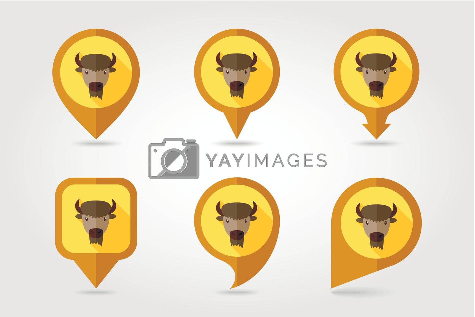 Royalty free image of Bison buffalo ox flat pin map icon. Animal head by nosik