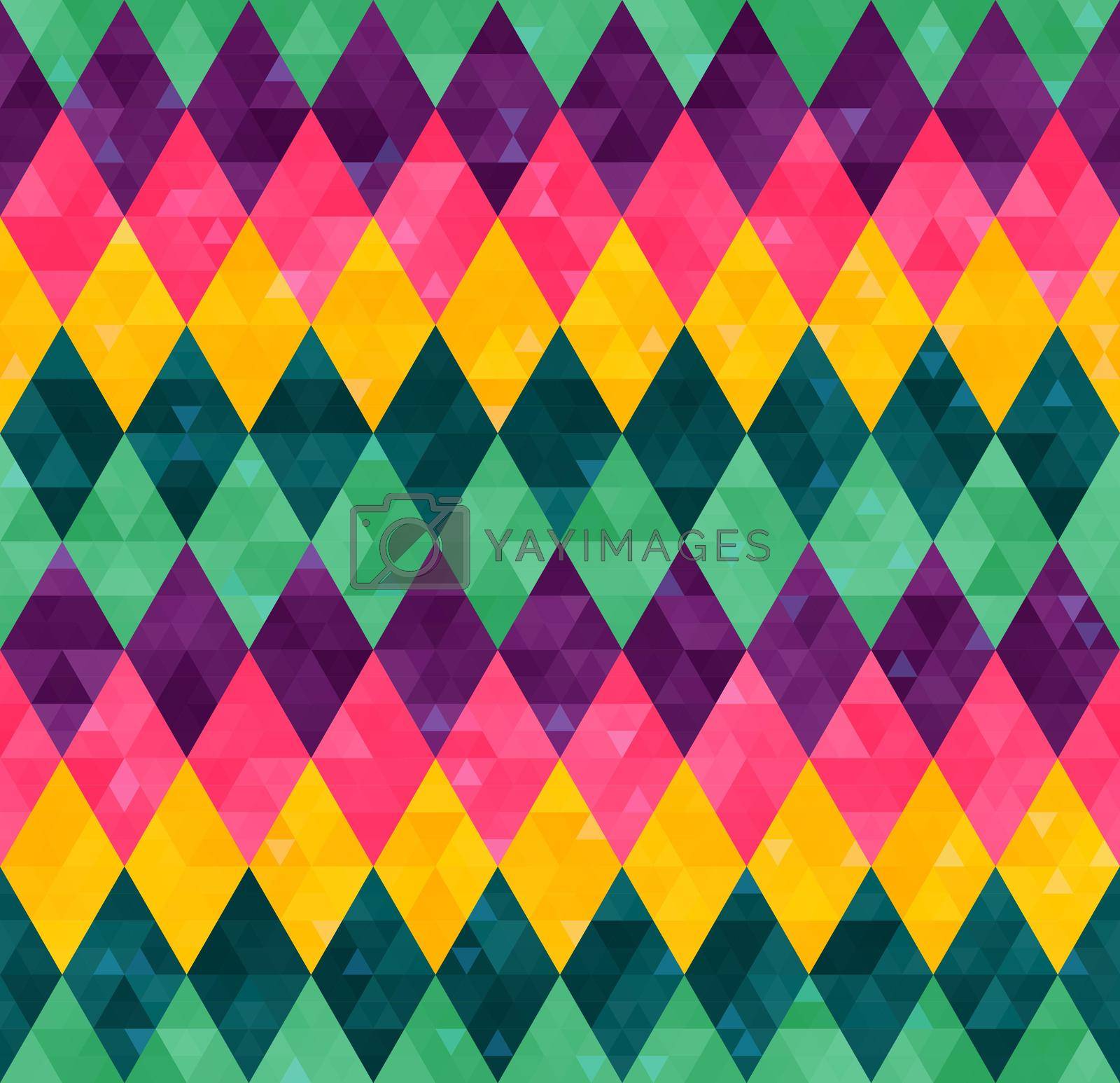 Royalty free image of Abstract geometric seamless harlequin pattern from rows of rhombuses in green, yellow, pink and purple by LanaLeta