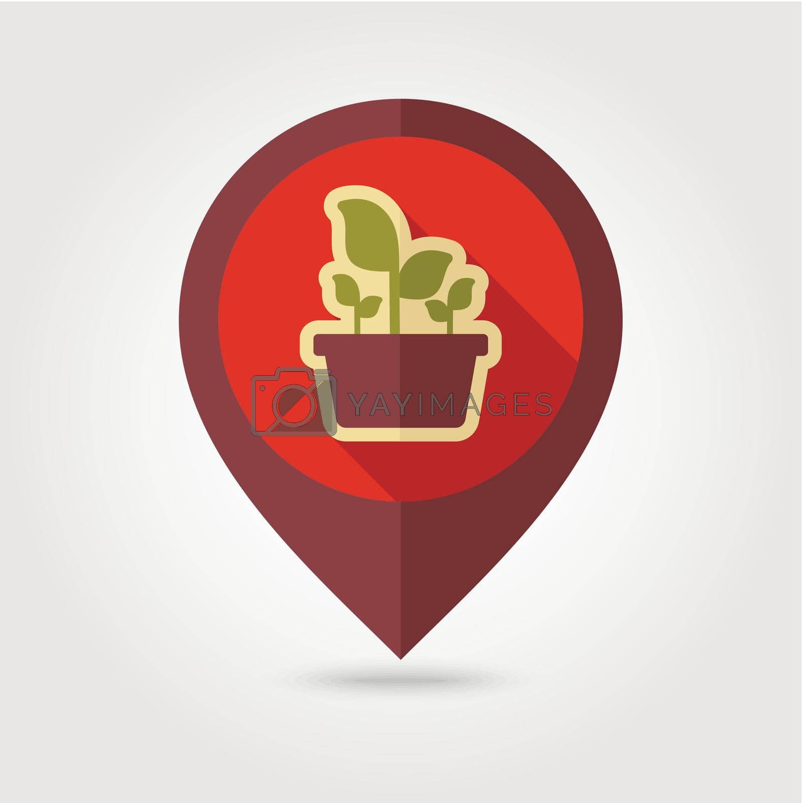 Royalty free image of Plant in pot flat pin map icon, garden, flowerpot by nosik