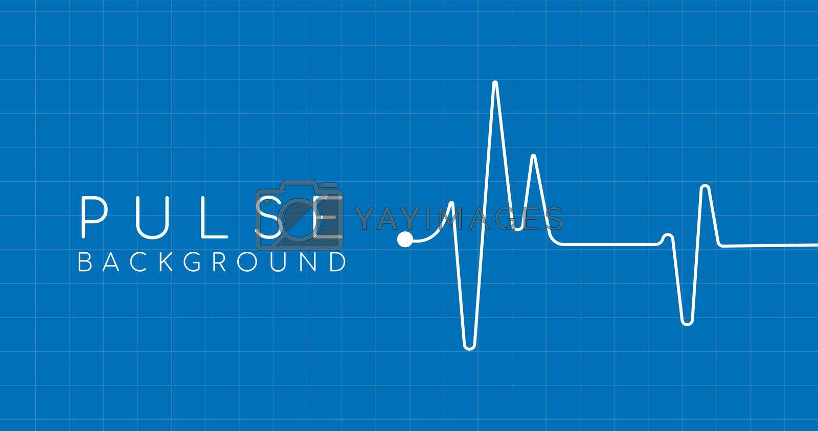 Royalty free image of heartbeat ekg pulse tracing on blue background with square grid, medical or health concept. Vector illustration. by Kyrylov