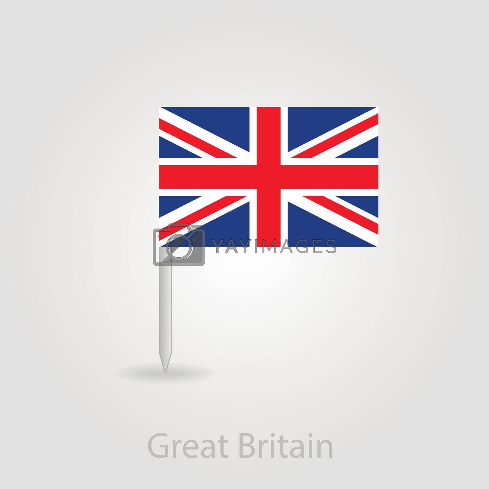 Royalty free image of United Kingdom flag pin map icon by nosik