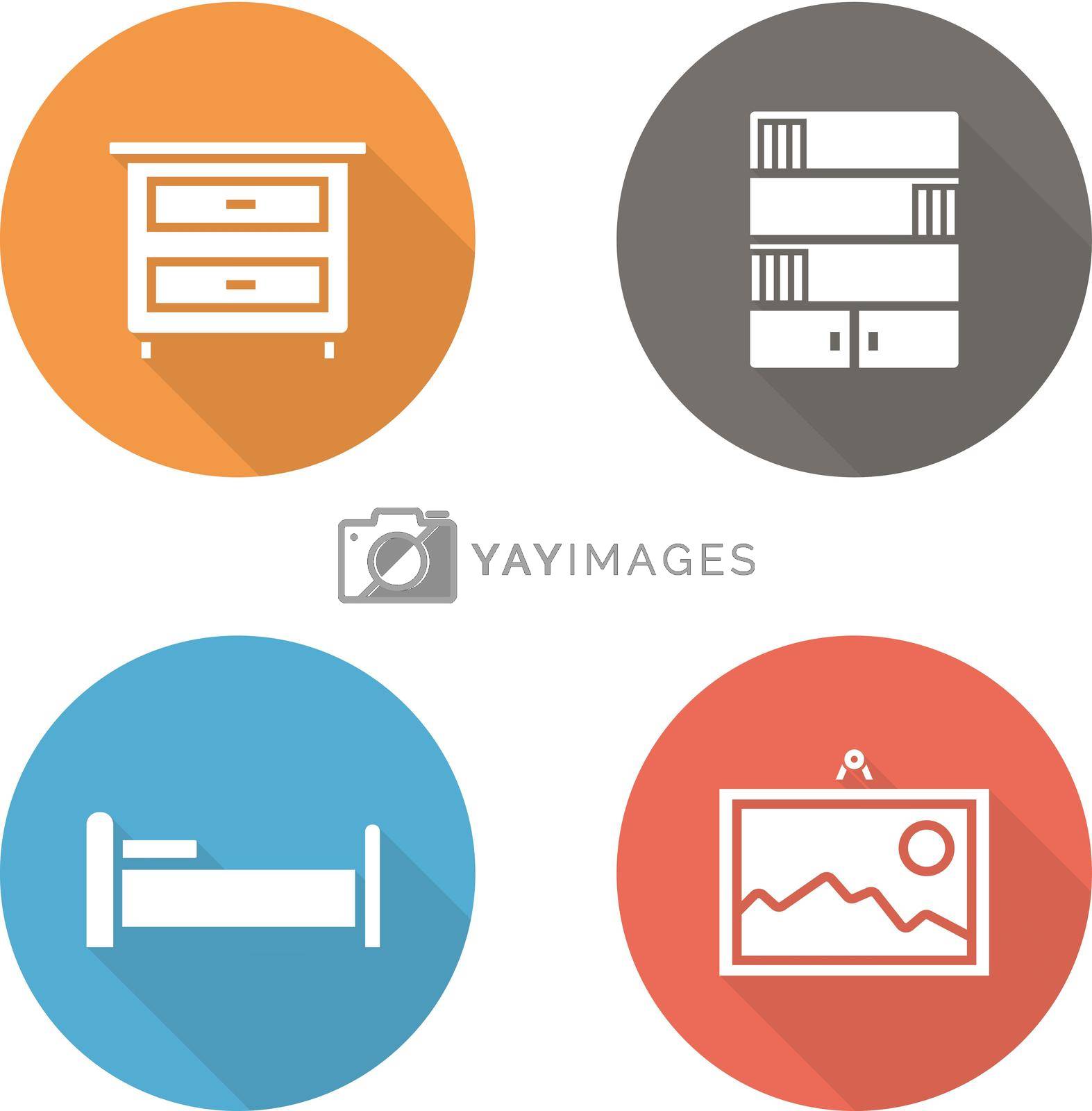 Royalty free image of Bedroom flat design icons set by bsd