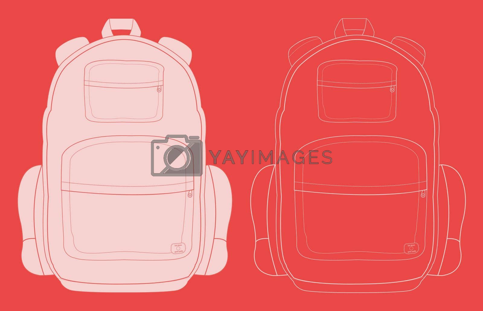 Travel tourist camping backpack. Chalk vector illustration