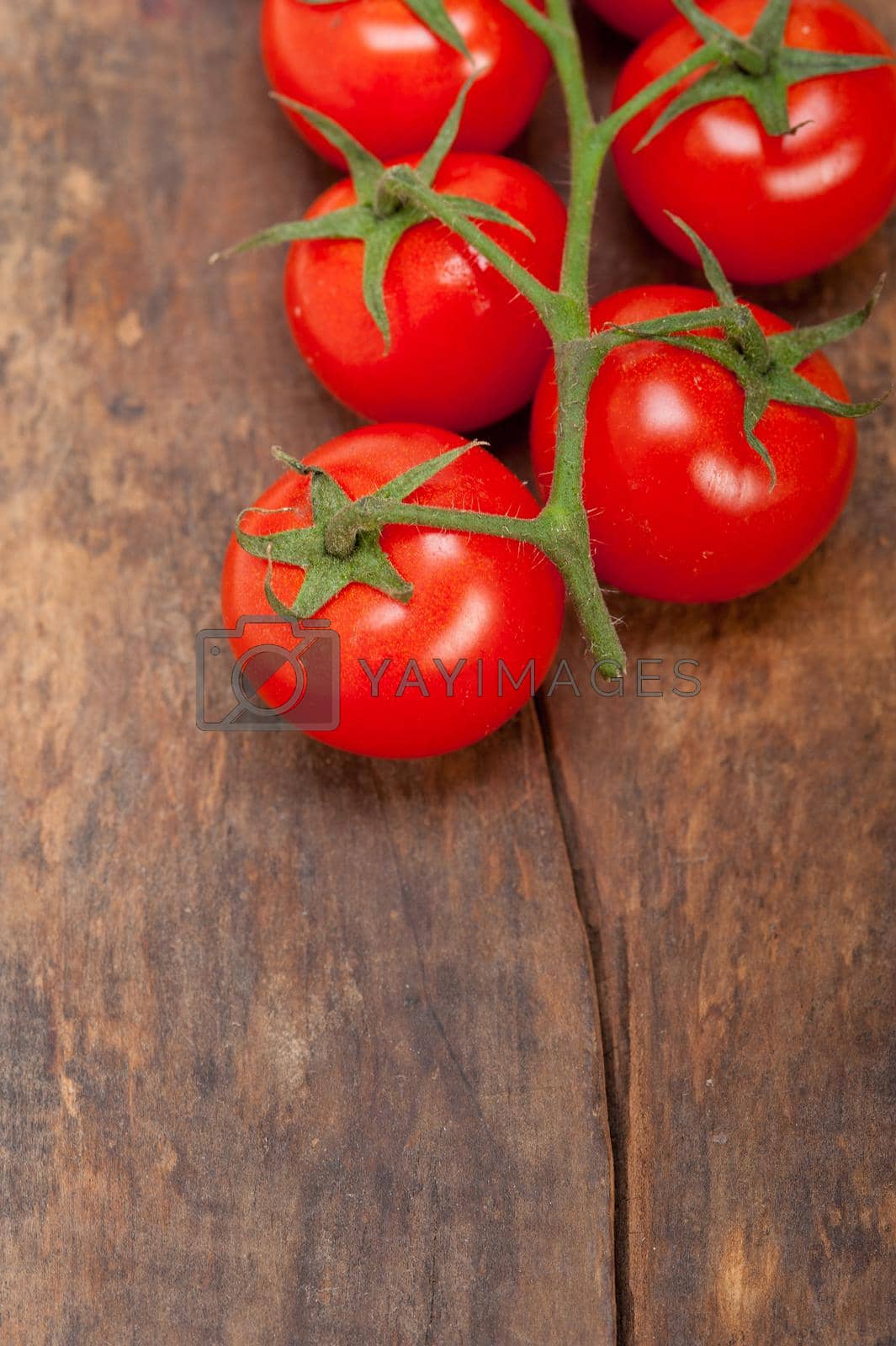 Royalty free image of fresh cherry tomatoes on a cluster by keko64