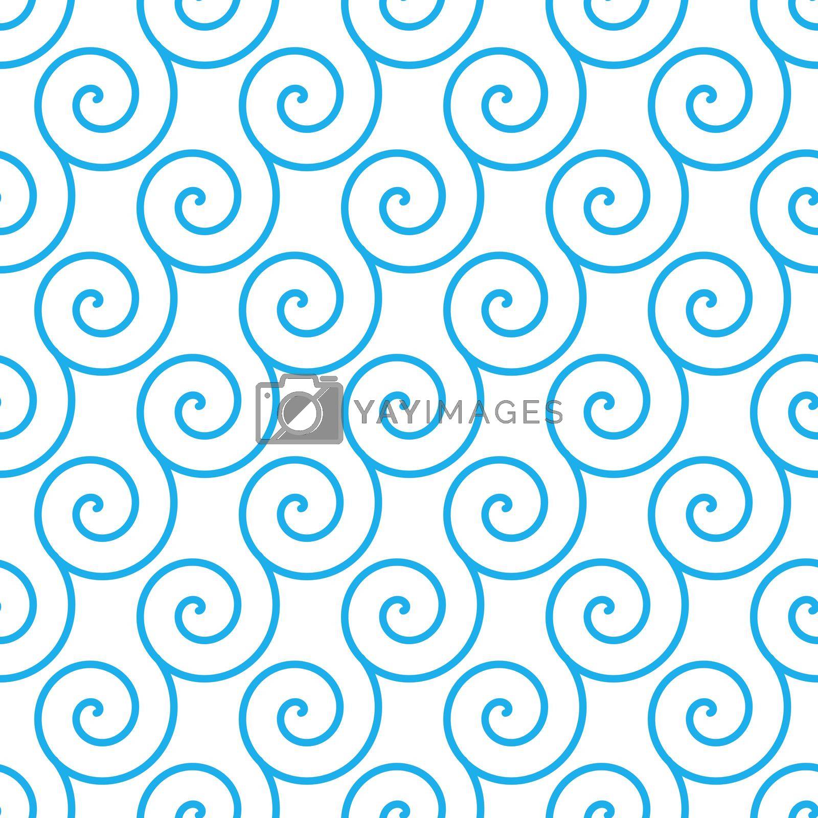 Blue swirl seamless retro pattern. Abstract spiral pattern. Vector illustration