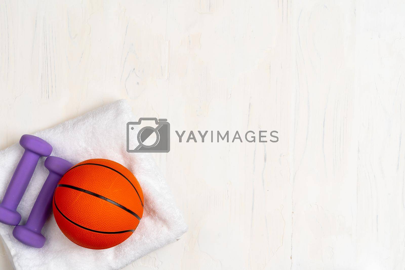 Royalty free image of Ball for basketball game, view from above by Fabrikasimf