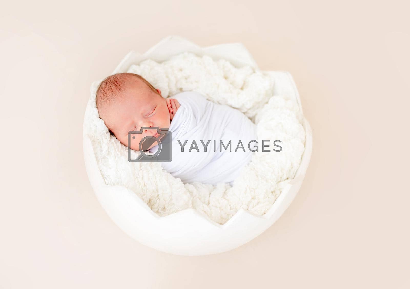 Royalty free image of Neweborn sleeping in egg shaped cradle by tan4ikk1