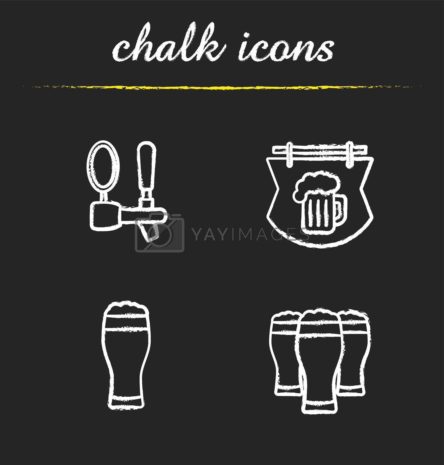 Royalty free image of Beer pub chalk icons set by bsd