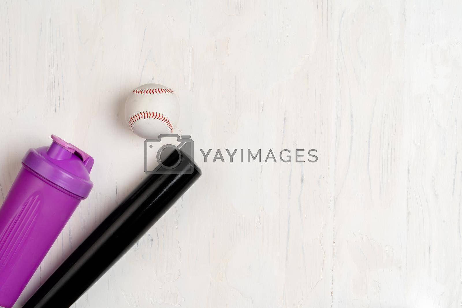 Royalty free image of Baseball bat and ball, view from above by Fabrikasimf
