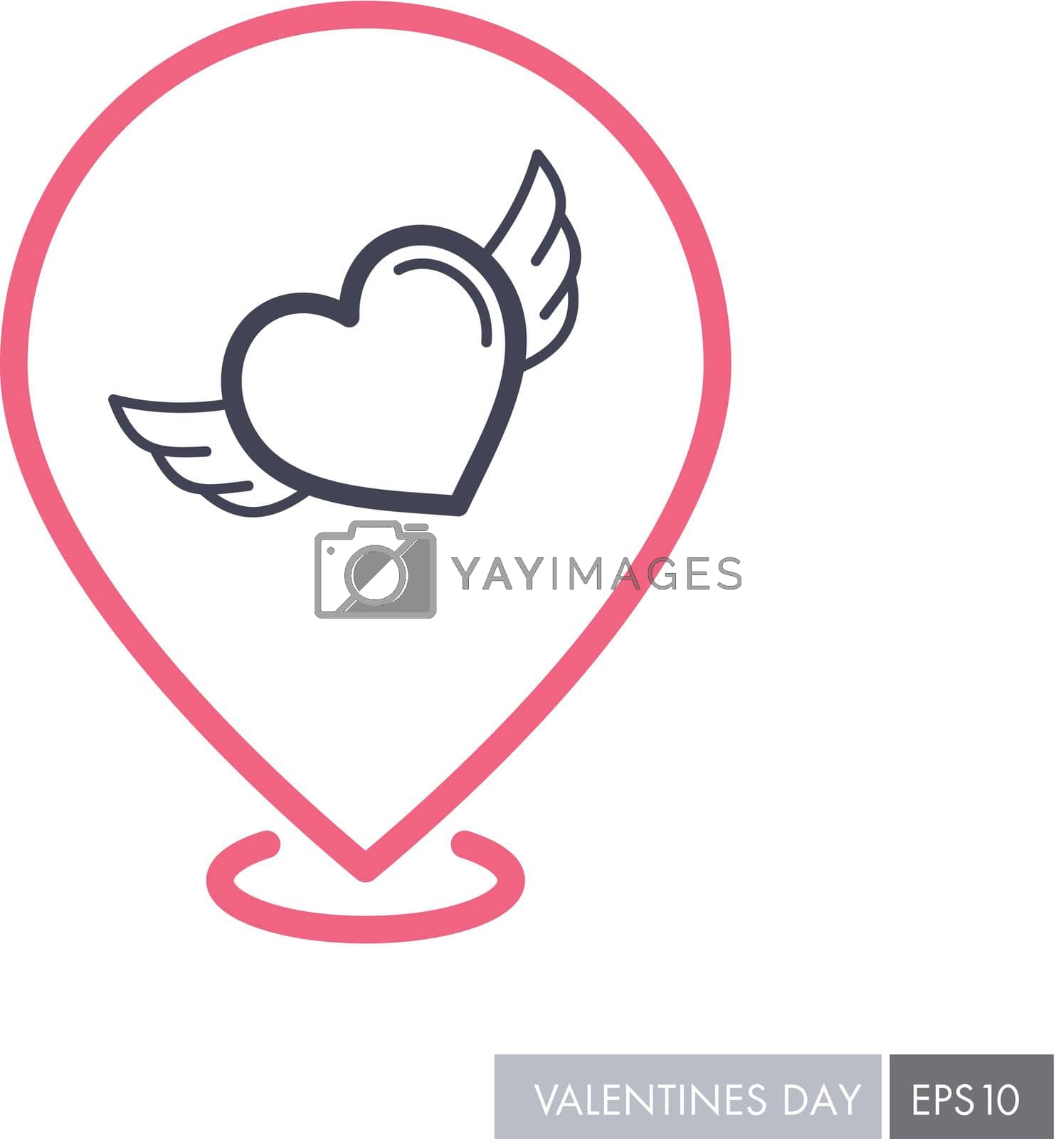 Royalty free image of Heart with wings pin map icon by nosik