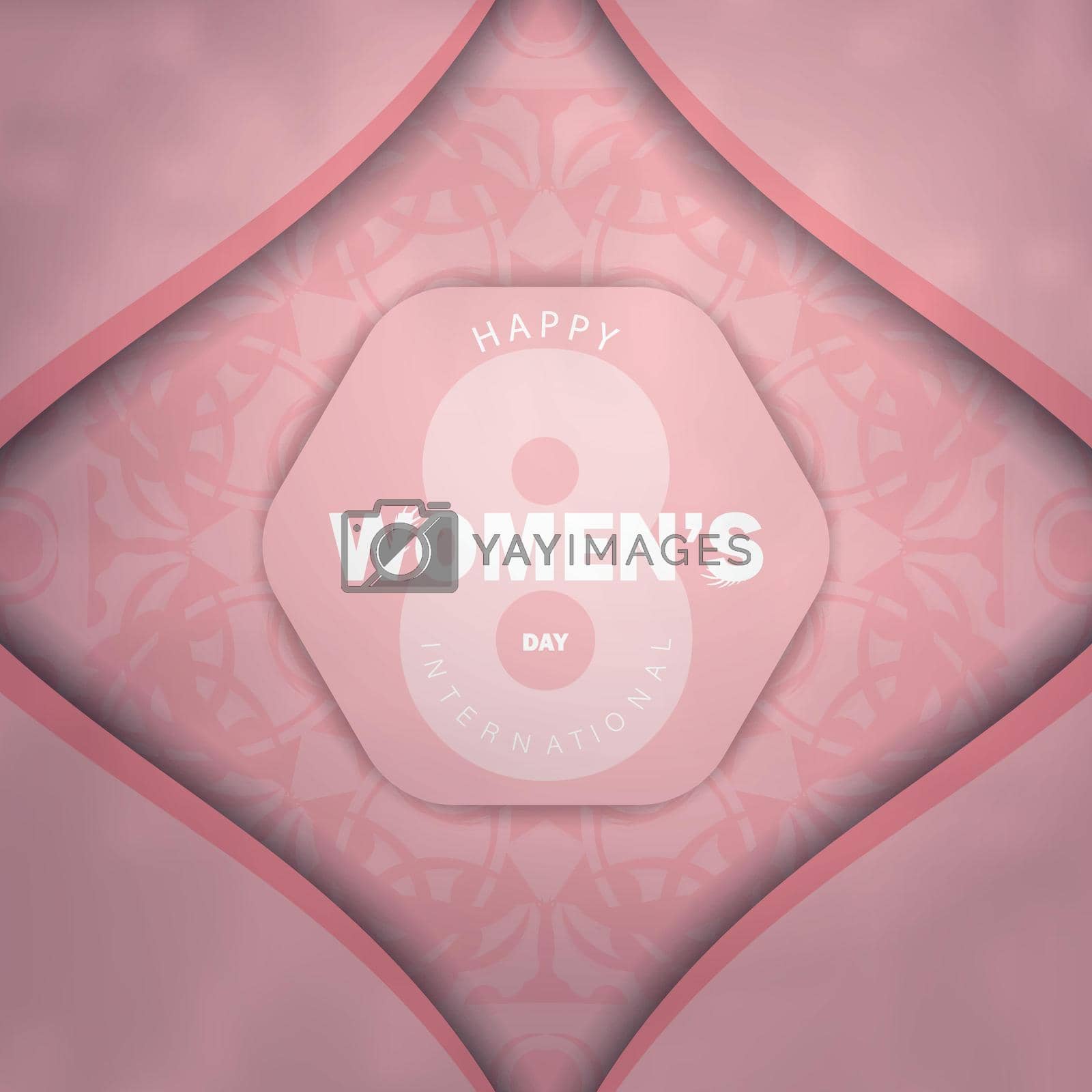 Royalty free image of Holiday flyer international womens day pink color with winter pattern by Javvani