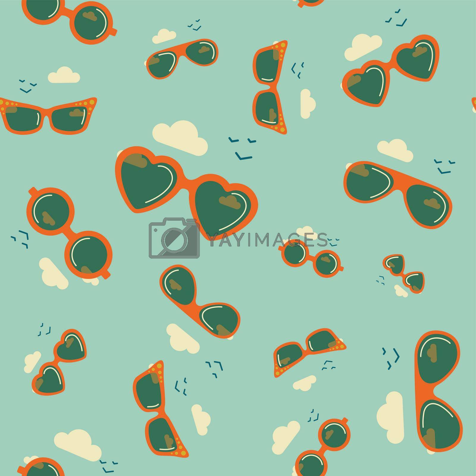 Vector seamless pattern with hipster glasses. Endless background. Bright picture. Background to postcards.