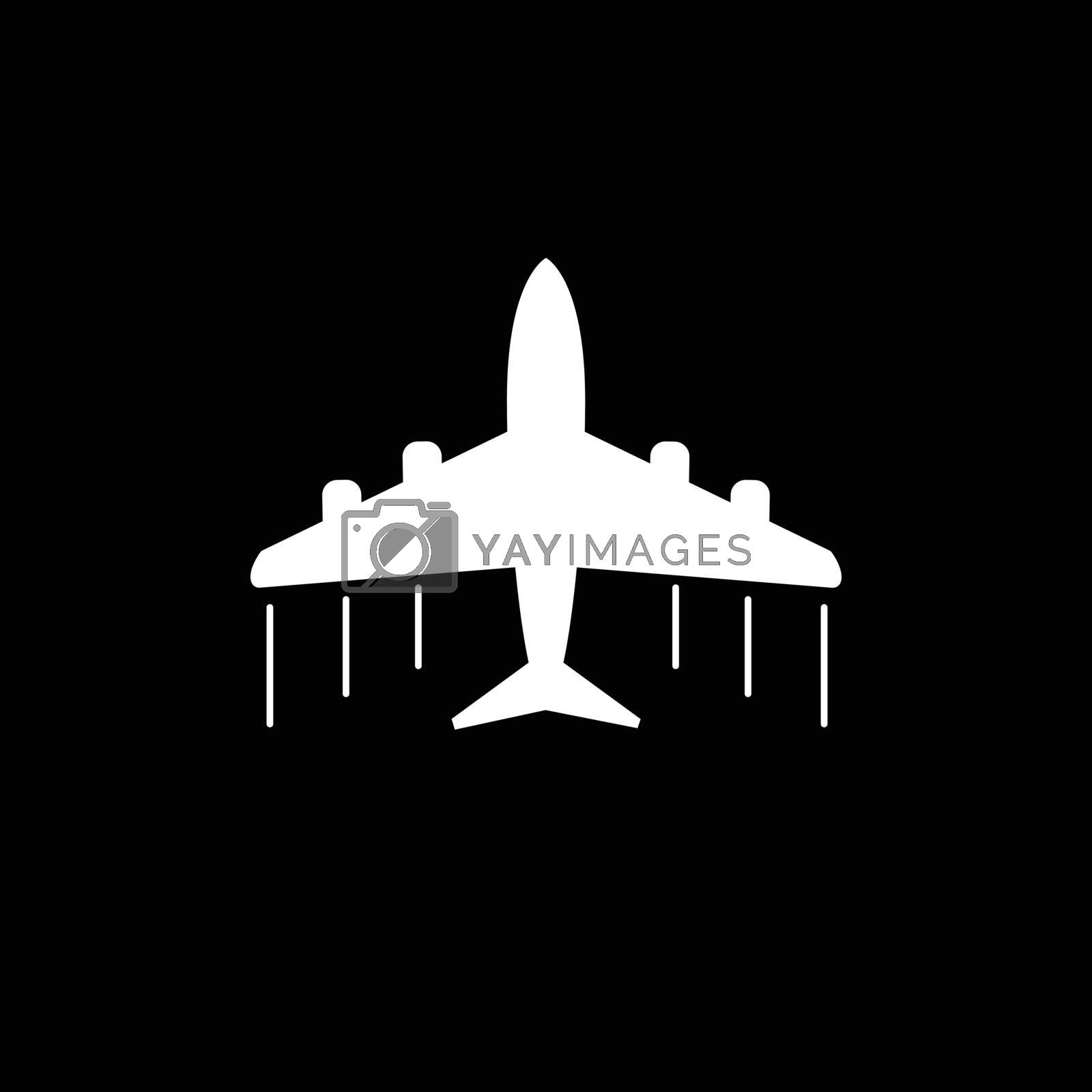 Plane icon. Airplane flat vector illustration on grey background