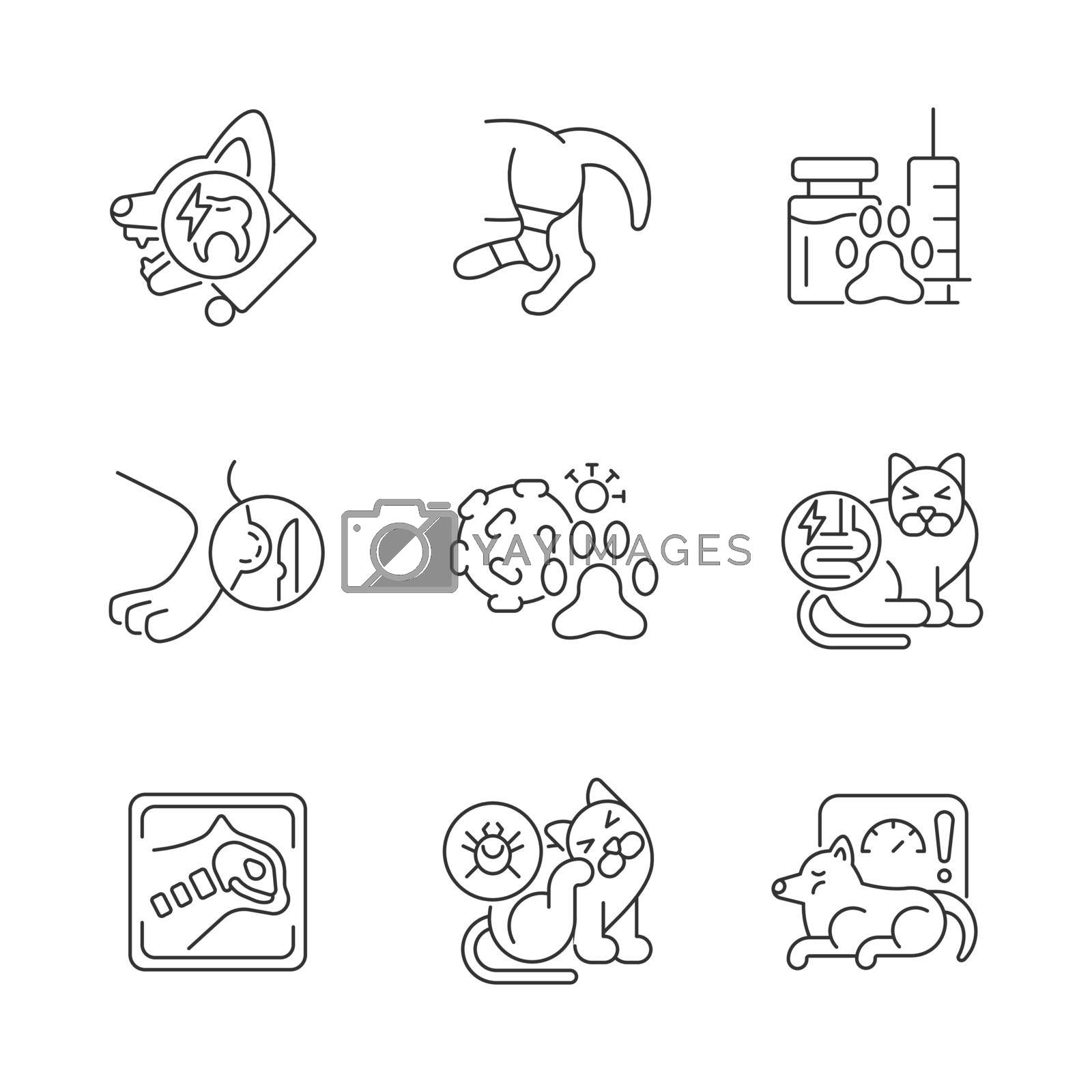 Royalty free image of Pet physical injuries linear icons set by bsd
