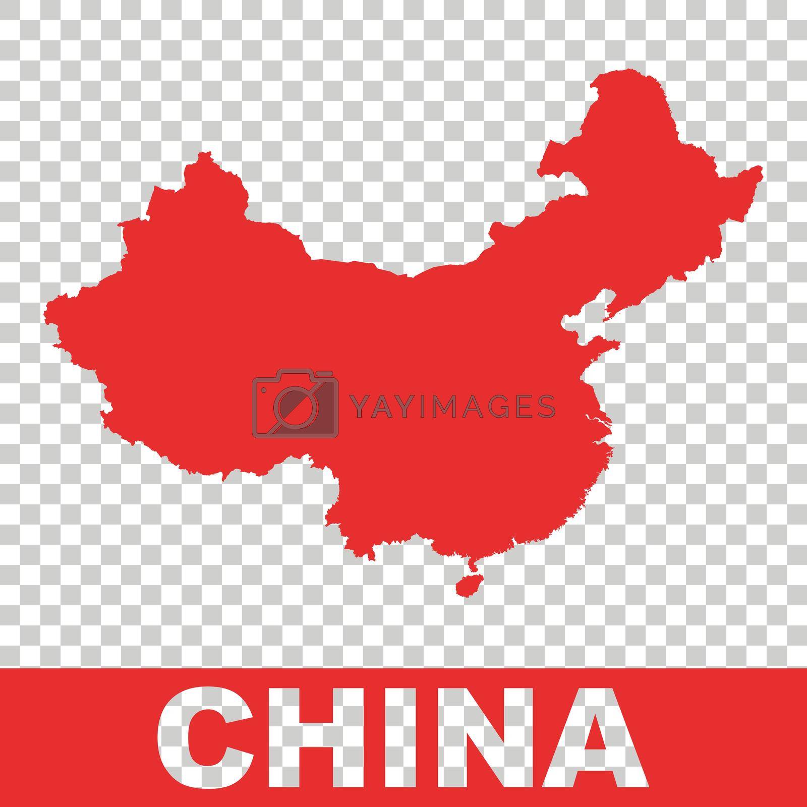 Royalty free image of China map. Colorful red vector illustration on isolated background by LysenkoA