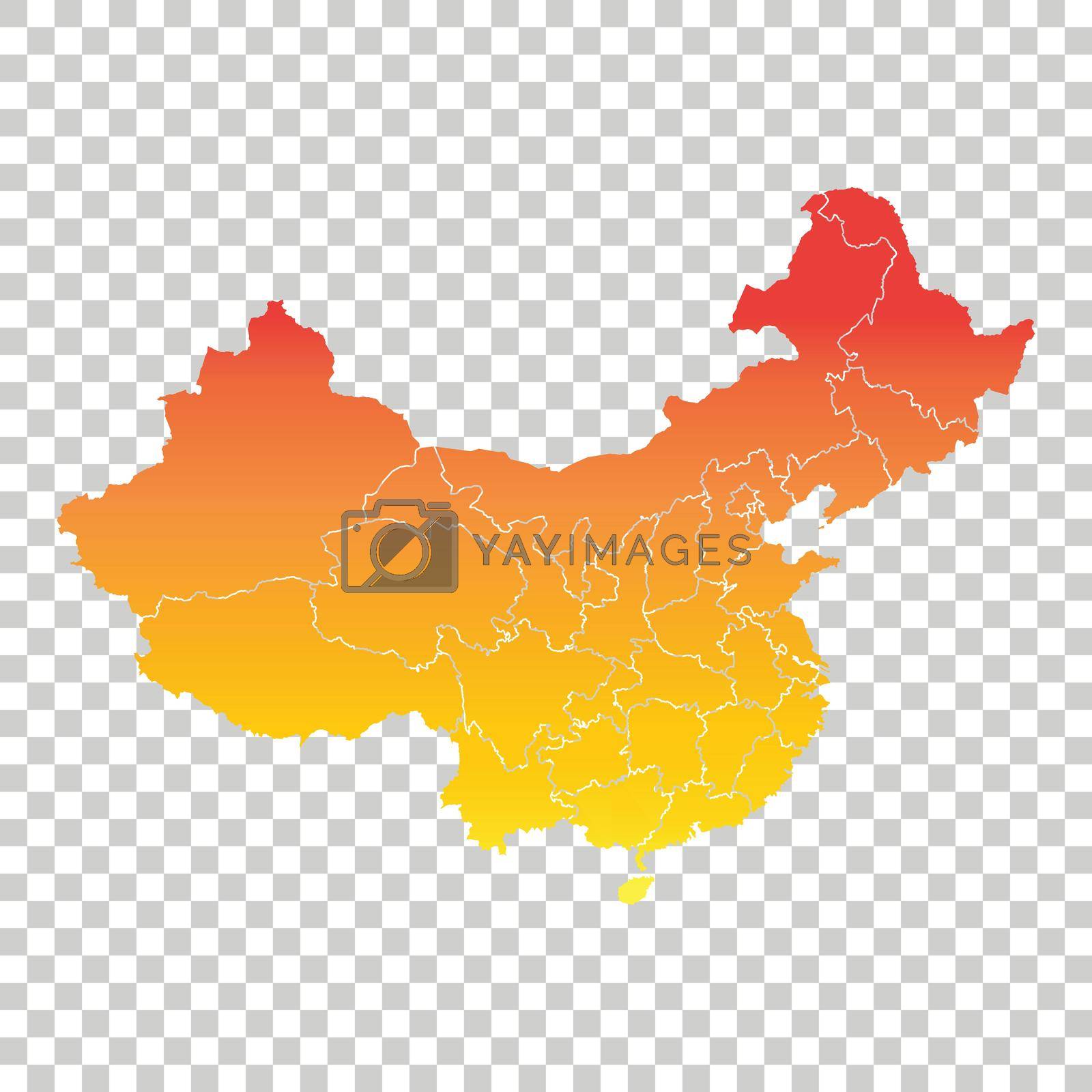 Royalty free image of China map. Colorful orange vector illustration on isolated background by LysenkoA
