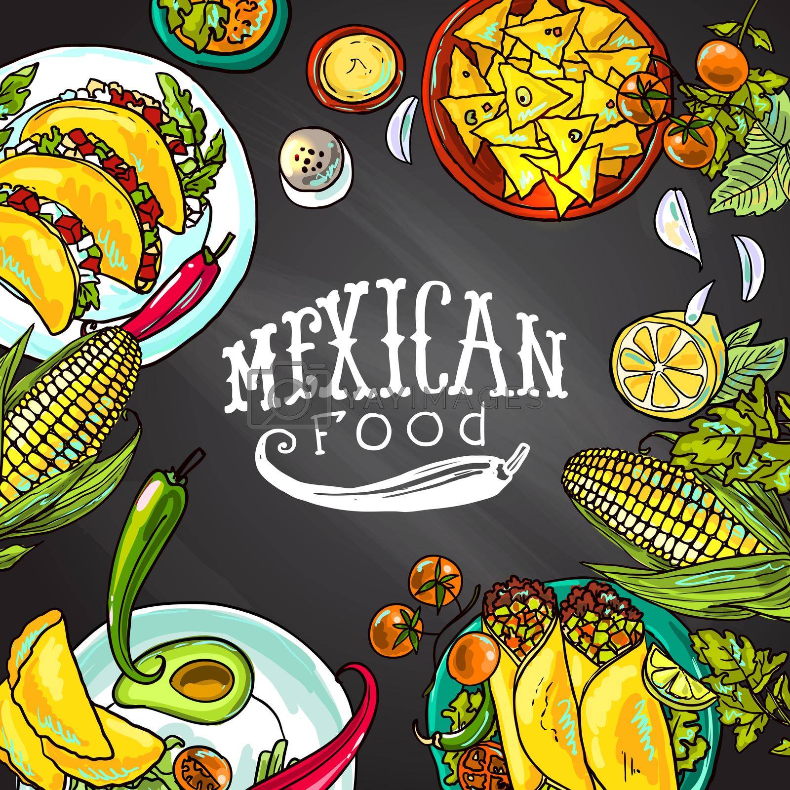Royalty free image of mexican food- illustration on the chalkboard by steshnikova