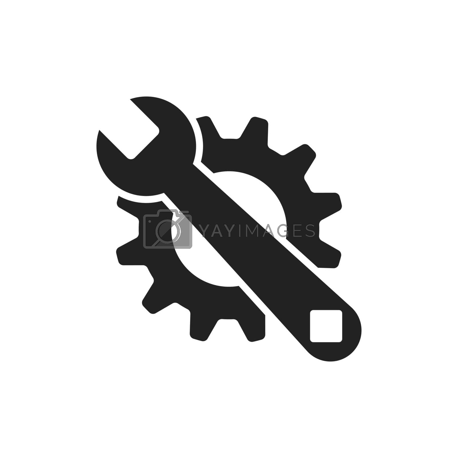 Royalty free image of Service tools flat vector icon. Cogwheel with wrench symbol logo illustration. by LysenkoA