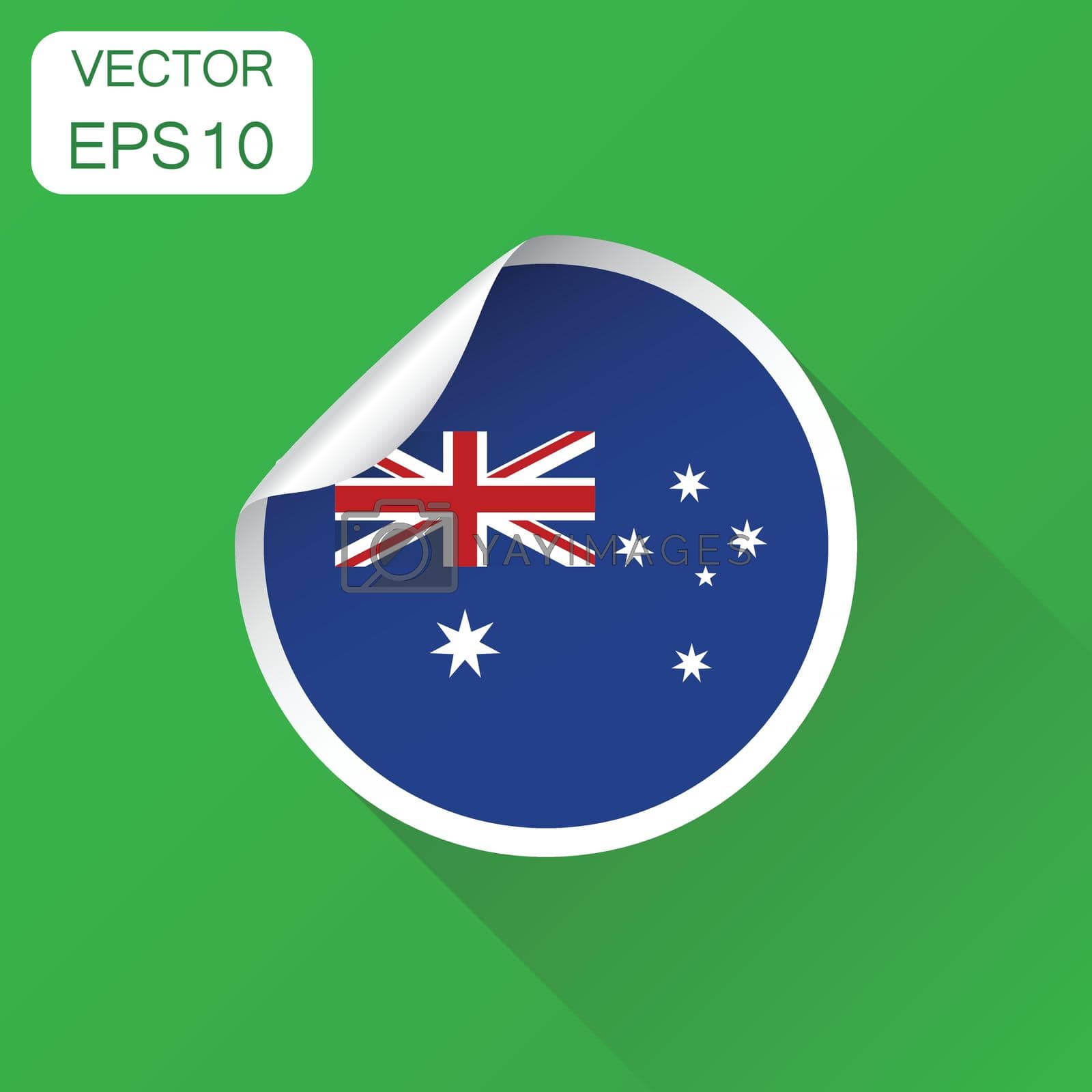 Royalty free image of Australia sticker flag icon. Business concept Australia label pictogram. Vector illustration on green background with long shadow. by LysenkoA